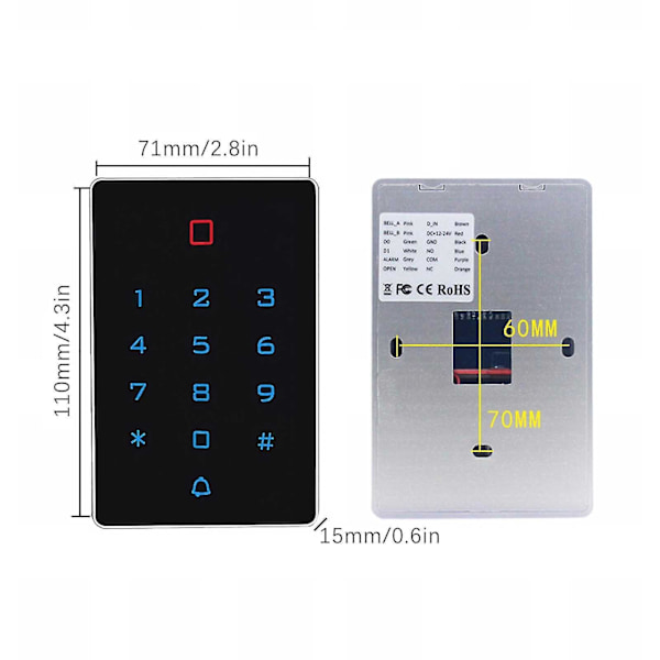 Nøglefri Dørlås med Tastatur, Smart Lås Elektroniske Låse kompatible til Hoveddør Touchscreen Tastaturer Dørlås Automatisk Lås Understøtter 2000 Brugere