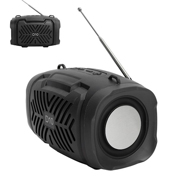 D10 Bluetooth V5.0 Trådlös Högtalare USB Mikro Högtalare med Ljusrem Stöd FM Svart