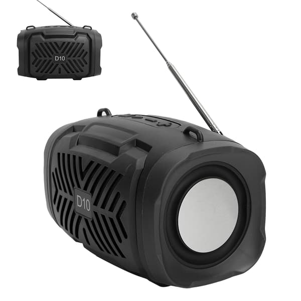 D10 Bluetooth V5.0 trådløs højttaler USB Micro højttaler med lysrem understøtter FM-sort