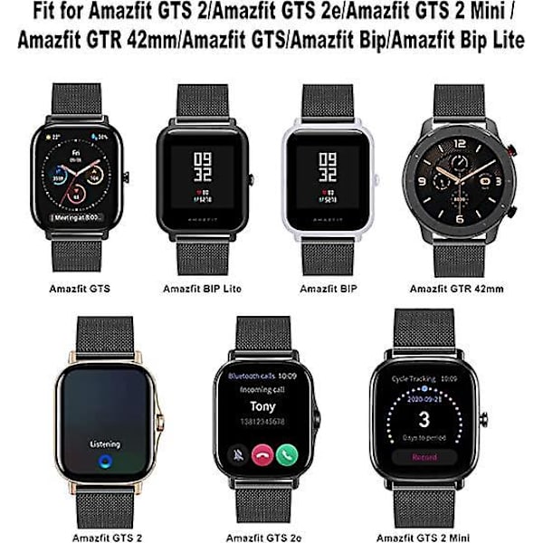 Rostfritt stål vävt watch för Amazfit GTS 2, GTS 2 Mini, Bip, GTS 3, GTS 2e och GTR 40mm