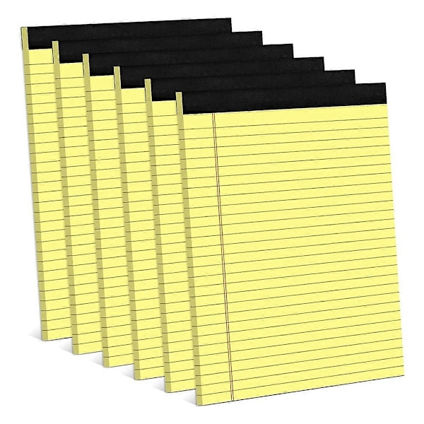 6 stk. notesblokke 21,6 x 29,8 cm smalle linjerede skriveblokke