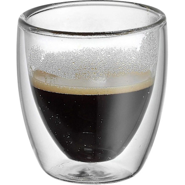 WMF Kult Kaksiseinäiset Espressokupit Lasisetti, Kaksiseinäiset Lasit 80 ml, Kelluva Efekti, Therma
