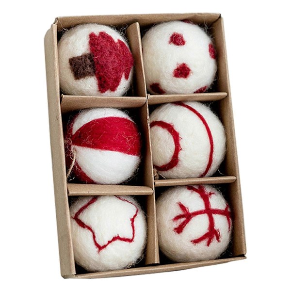6/36 st Jul Filtboll Snöflinga Snögubbe Enfärgad Okrossbar Återanvändbar Julgran Hängande Boll Ornament Hänge B