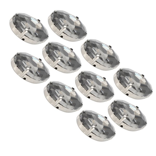 10 st sy på strass kristaller glänsande knappar dekoration för DIY hantverk kläder skor väskor 0,71 x 0,98 tum grå oval