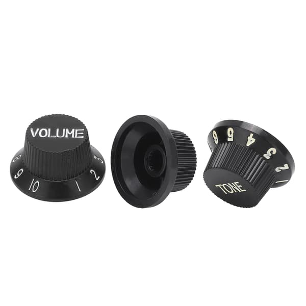 3 stk. Guitar Kontrolknap 1 Lydstyrke 2 Tone Pasform Top ABS Sæt Kit Instrument Tilbehør Udskiftning Sort