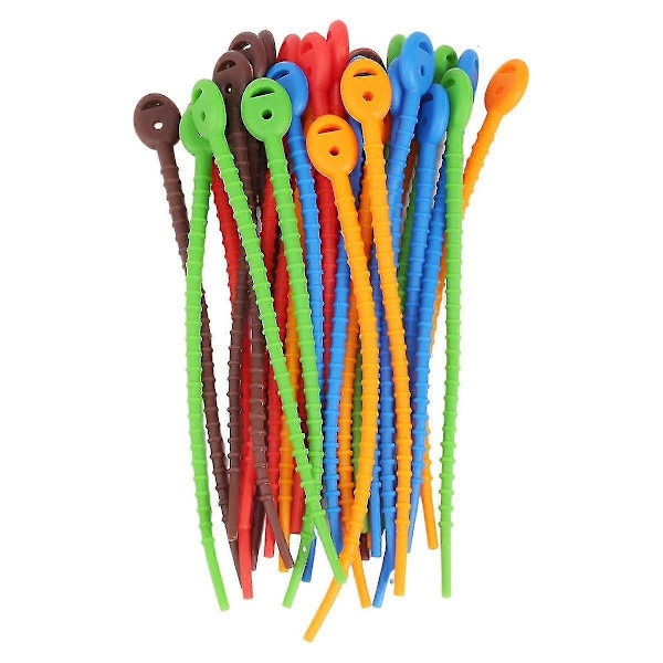 30 stk. silikone kabelbindere, holdbare strips, poseforseglingsclips, brødbindere, gummi twistbindere kompatible til hjemmekontoret-B13