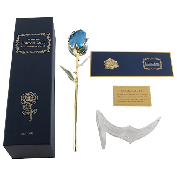 Blå rose dyppet i guld 24K guldbelægningsrose
