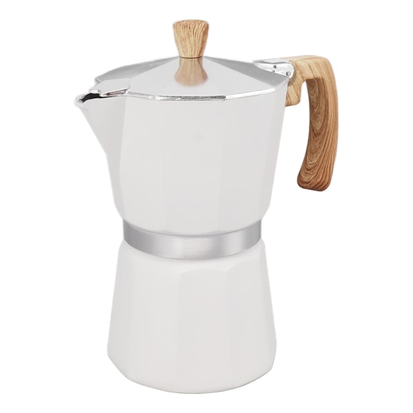 Moka-kahvinkeitin, alumiiniseos, nopea lämmitys, mukava kahva, kahdeksankulmainen kahvinkeitin, kaasu-, sähkö- ja liesitasolle, keittiö, valkoinen, 150 ml