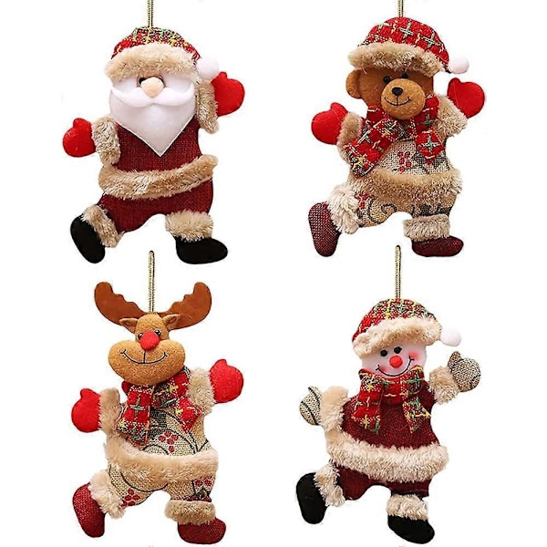 4 st Juldekorationer DIY Julklappar Jultomte Snögubbe Trädhänge Dockprydnad Hem Sovrum Bil Julgran, Julgranshänge