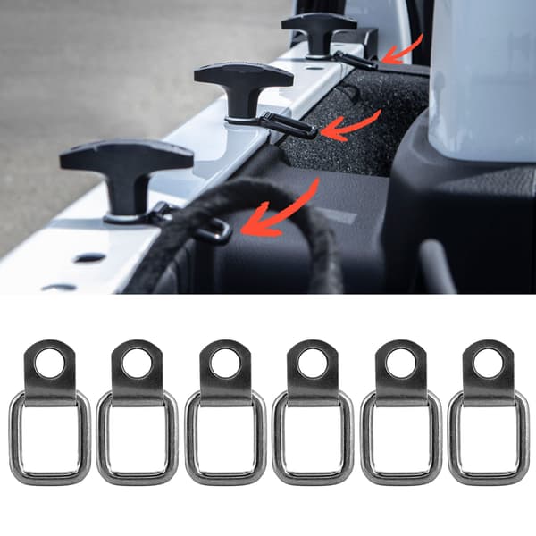 6 stk. surrings-D-ringe, foldbare udskiftningstilbehør, passer til Jeep Wrangler 2007-2017