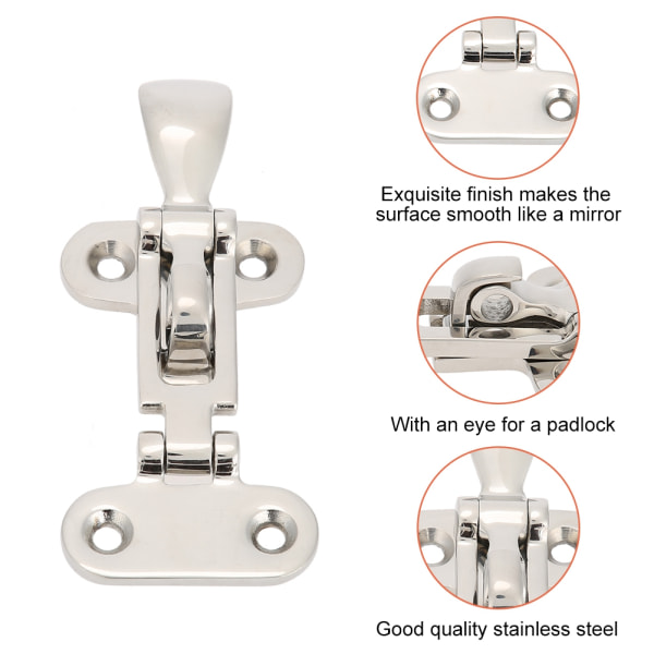 2stk rustfrit stål marinebådslås skabsluge Låsespejl Fastener Clamp Deck Hasp