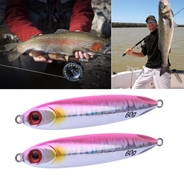 2 st simulerad fiskformad bete fiskeutrustning levande simningsposition rosa