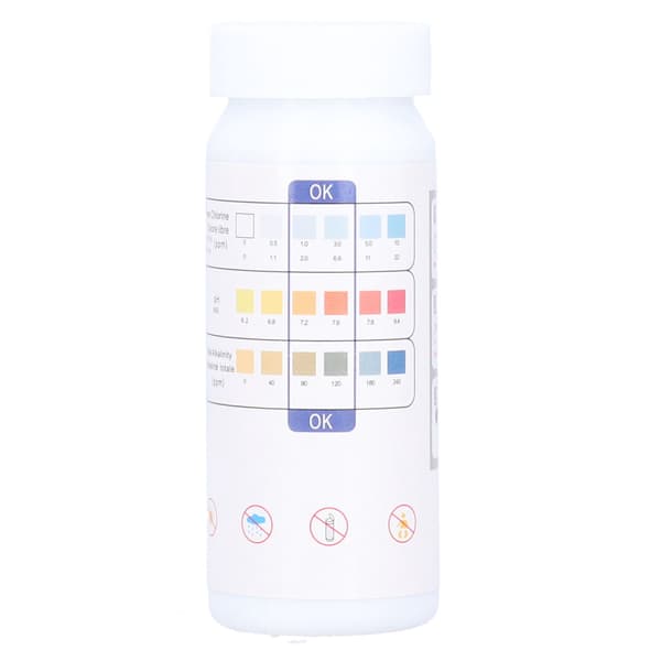 50 stycken 3-i-1 teststickor för spa- och poolvatten, fritt klor/brom, pH, alkalinitet testpapper