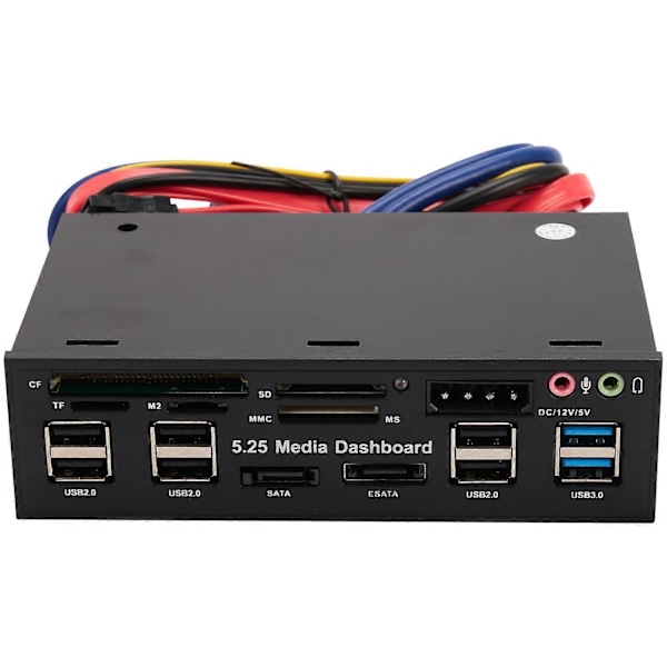 5.25 tums USB 3.0 Frontpanel PC USB 3.0/2.0 Hub E-Sata Kortläsare