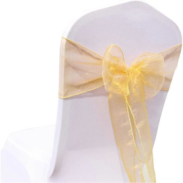 25 st Organza Stolsöverdrag för Bröllopsbankett Partydekoration Stolsrosetter Stolsband Stolsöverdrag Evenemangstillbehör - Guld