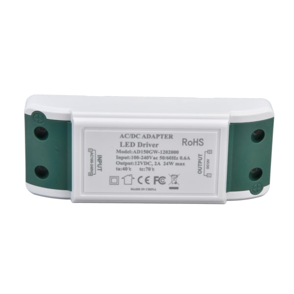 LED-driver 12V DC 24W 2A LED-strømomformer for LED-stripebelysning og skapbelysning AC100‑240V