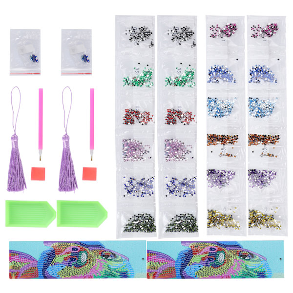 2 set diamantbokmärken gör-det-själv 5D-målning Crystal fancy form rund hundmönster hängande hantverk