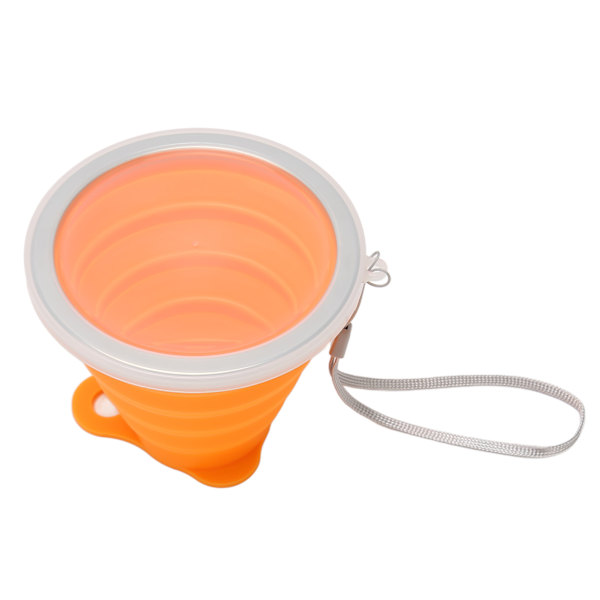 Hopfällbar vattenkopp 270 ml livsmedelsklassad silikon Liten bärbar hopfällbar campingkopp med lock för resekontor utomhus orange