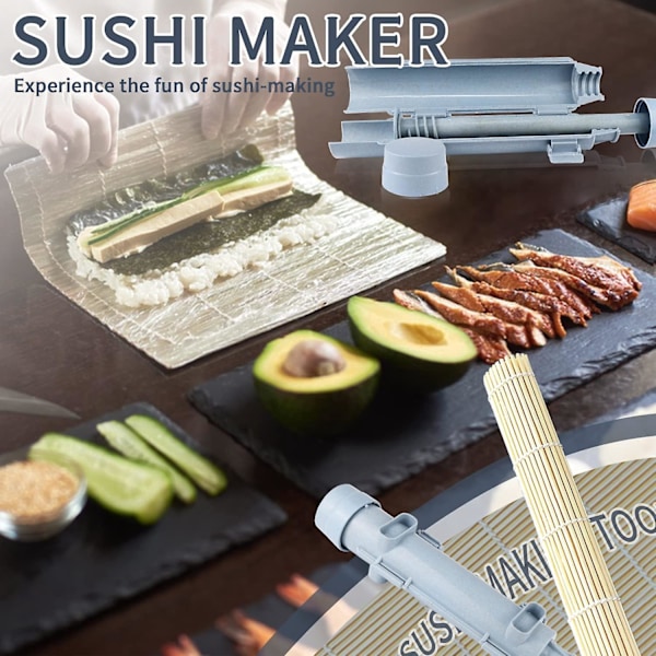 Sushi Maker Kit Sushi Maker, Sushi Maker Kit Sushi Bazooka og med Bambusmatte Gaveidé Egnet for Nybegynnere