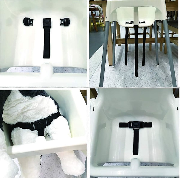 3-pisteen turvavaljaat Ikea Antilop -syöttötuoliin - Lapsen turvavyö (musta)