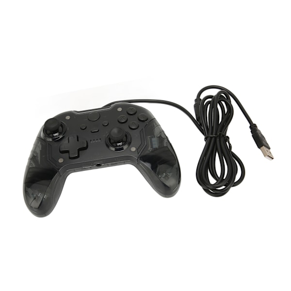 Trådbunden spelkontroll Dubbel vibration RGB Transparent skal Gamepad Joystick för Xbox PC Svart