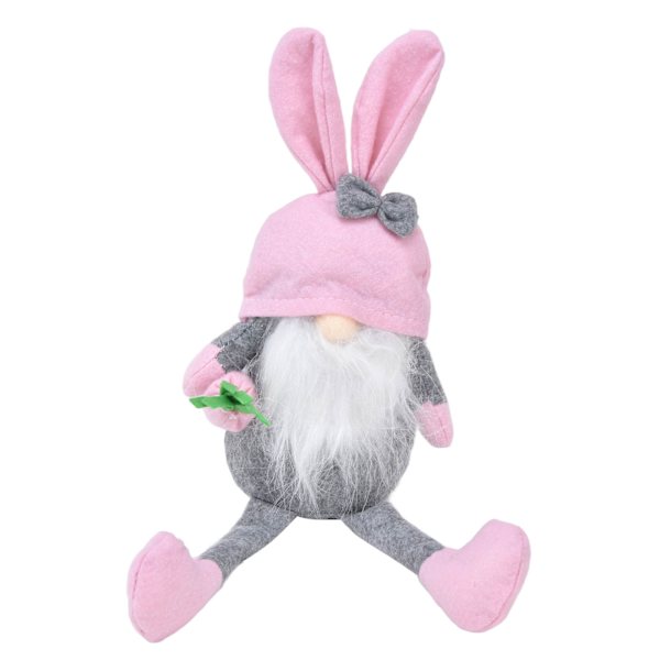 Påskhare Gnome Dockor Mjukt Tyg Långt Ben Söt Faceless Gnome Prydnad för Heminredning Rosa Hatt