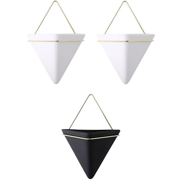 3 x Triangel Väggplanterare Geometrisk Väggmonterad Blomkruka Heminredning
