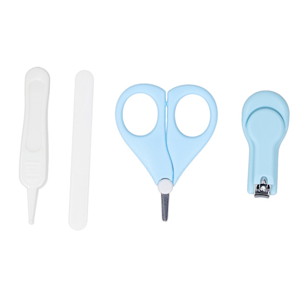 4 stk Baby Nail Kit Sikkerhet Pleie Baby Nail File Set med Saks Nail File Rund Pinsett Negleklipper Blå