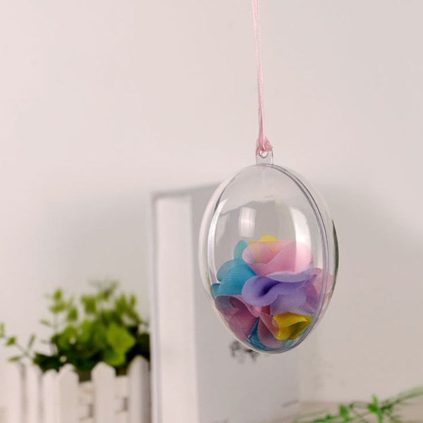 10 st Transparenta ihåliga ovala prydnader Bollar Plast Äggformade bollar Konserverade Blomma påskdekoration