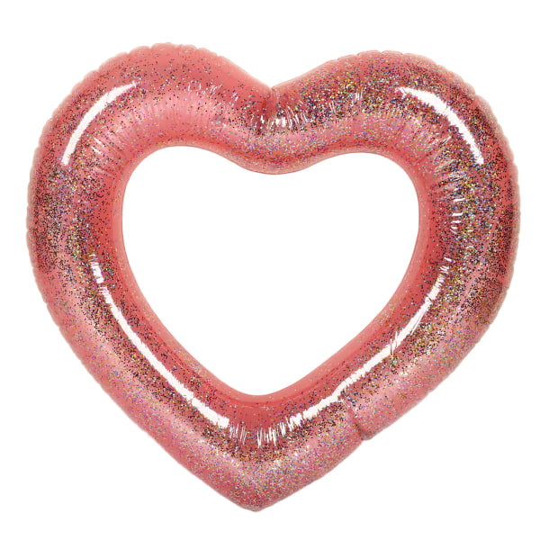 Ruusukultaiset paljetit sydämenmuotoinen uimarengas Glitter puhallettava sydänallaskelluke lapsille aikuisille 120 cm/47,2 tuumaa
