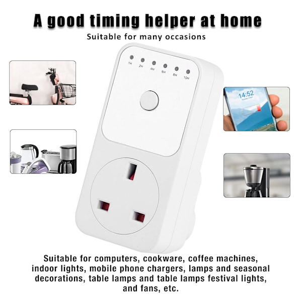 Elektronisk Type Nedtælling Stikkontakt Skifte Strøm Timer Timing Off Stikkontakt 100-240V (BS)