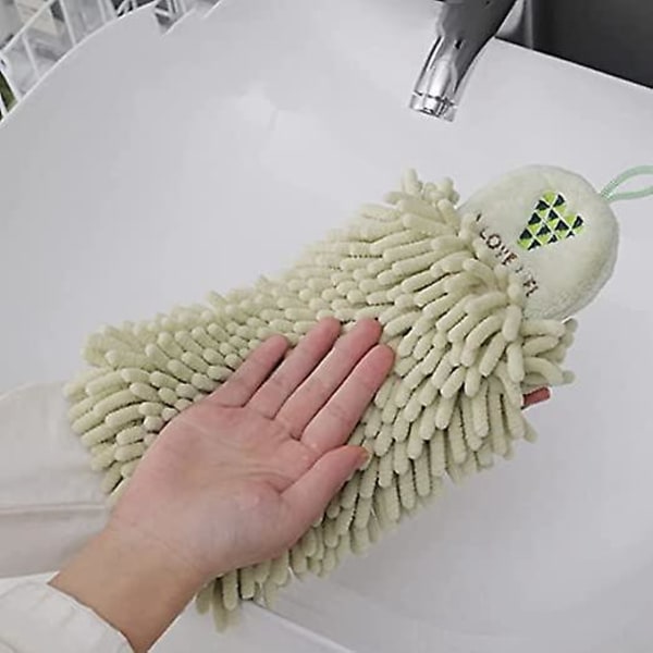 2 Stykker Køkken Hængende Håndklæder Sæt Chenille Hånd Ansigt Tørre Badeværelse Håndklæder
