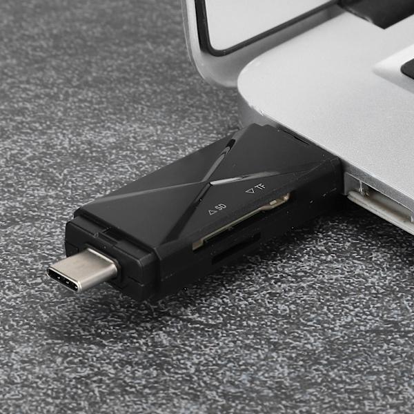 Minneskortläsare Typ C OTG 5-i-1 USB 2.0-kortadapter Multifunktion för mobiltelefon (svart 2.0)