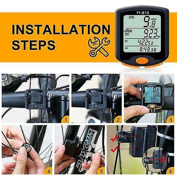 Vandtæt Cykel Speedometer Trådløs LCD Odometer Cykel