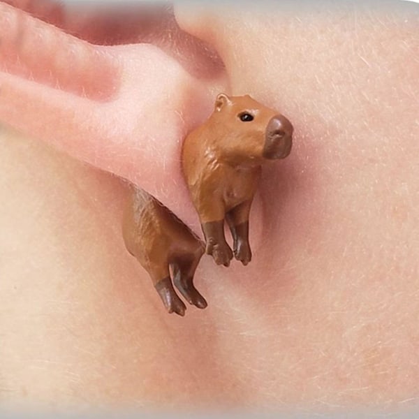 3D Capybara Örhängen, Handmålade Capybara Söta Djur Örhängen, 3D-Printade 1 Par Capybara Örhängen Som En Gåva Till Capybara-Entusiaster