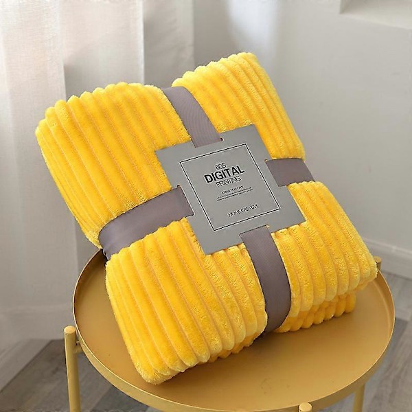 Fleece Tæppe Fuzzy til Sofa Premium Blødt, Fluffy, Sherpa Stof Hyggeligt Plysbetræk til Seng, Sofa (Sennepsgul, 150x200 cm)