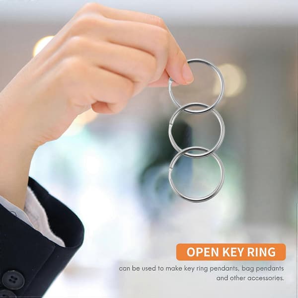 100 stk, 2,5 cm Nøglering Åben Nøglering Metal Nøglering Flad Ring til Husholdningsbil Nøglering Silver