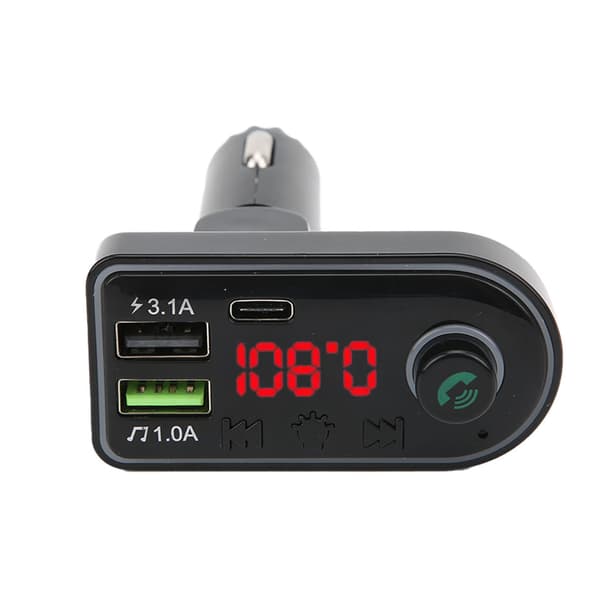 FM-sender MP3 Bluetooth Version 5.0 Digitalt Display Farverig Stemningsbelysning Håndfrit Opkald