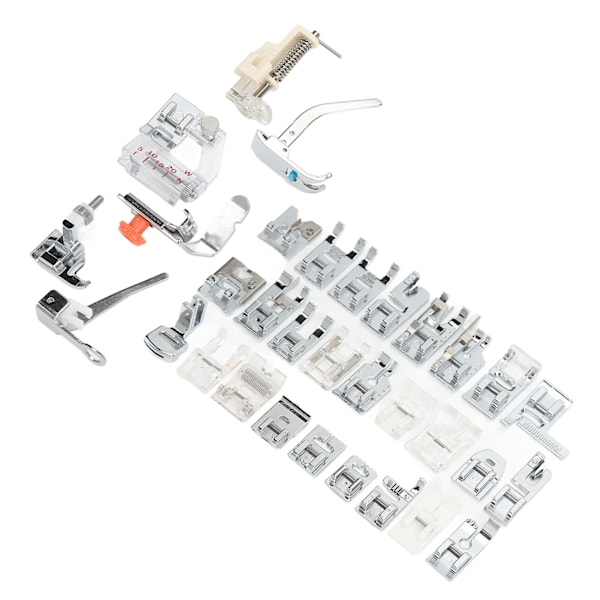 32-delt trykkfotsett for symaskin - multifunksjonelt, forbedrer arbeidseffektiviteten, slitesterkt