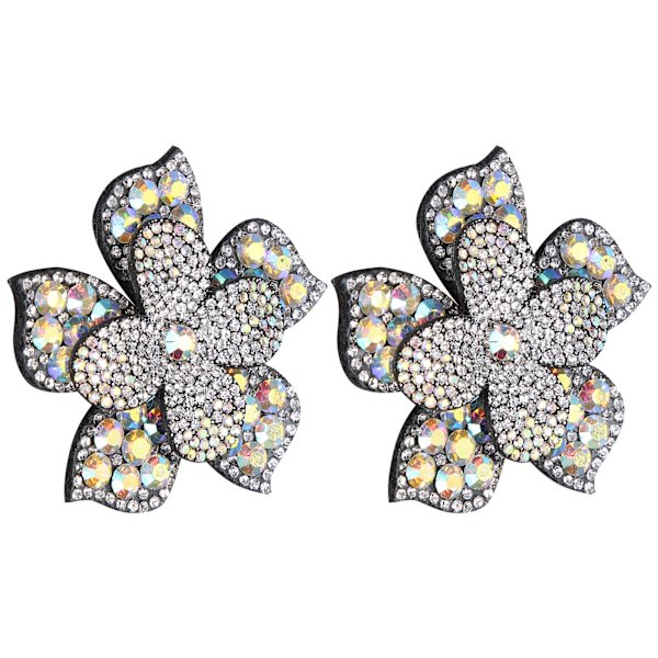 2 stk Crystal Diamond Patches Applikasjoner Klistremerker Blomster Klær Sko Dekorasjon DIY AccessoryAB Farge