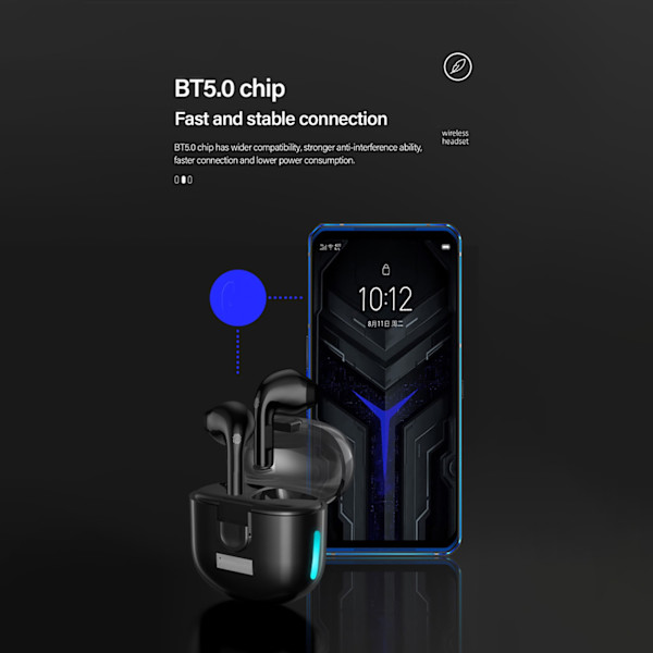 LP12 Langattomat Bluetooth 5.0 -kuulokkeet Kosketusohjaus Stereo -kuulokkeet Vedenpitävät Melunvaimennuskuulokkeet Sisäänrakennettu Mikrofoni