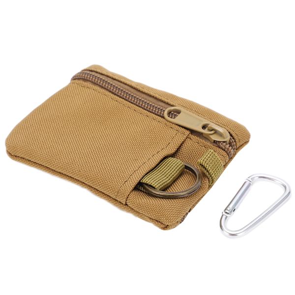 Utomhus EDC Molle-ficka Plånbok Mini Bärbar Nyckelkortfodral EDC-ficka Väska Myntväska med Karabinhake Tan