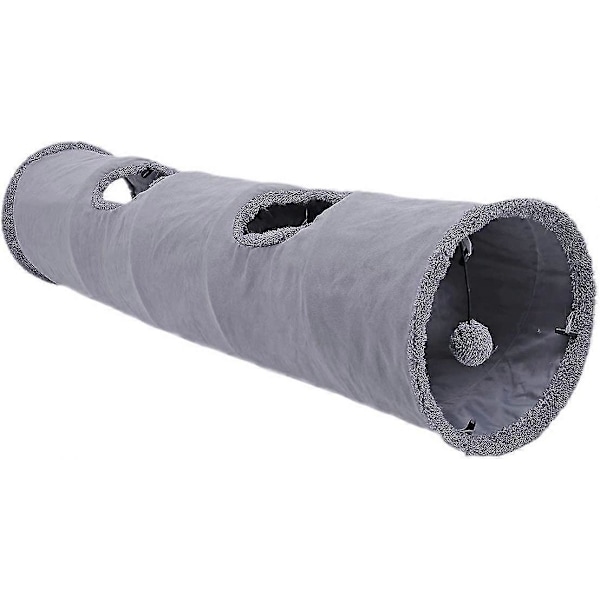 Sammenklappeligt Kattunnel, Kattelegetøj Legetunnel Holdbar Ruskindsskjulested Kæledyrs Crinkle Tunnel, S 30CM*67CM