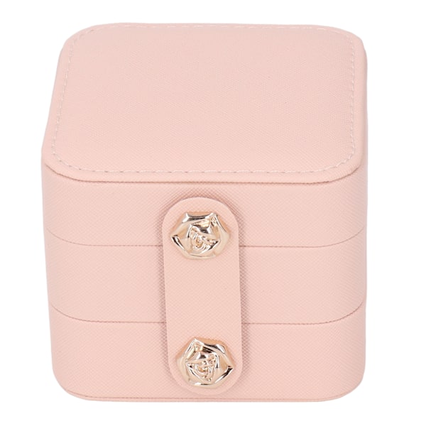 Smykkeæske Pink Bærbar Multi Layer PU Læder Smykke Rejsetaske til Hjem Ring Øreringe Halskæde