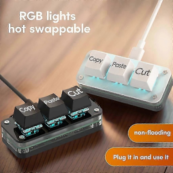 Rgb 3 Näppäimen Mini Näppäimistö Ohjelmointi Makro Näppäimistö Type-c Mukautettava Peli Mekaaninen Näppäimistö E-urheilu Peli Tabletti Valkoinen
