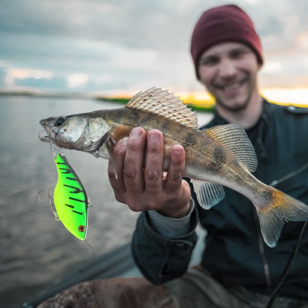 5 Styck Bete Fisk Lure Set med skarpa Diskant Krok Fiskeredskap Grön