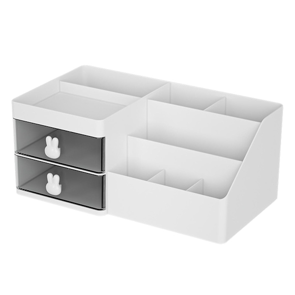 Kosmetisk arrangør med skuffer Flere rum Plastik Stor kapacitet Makeup display etui til læbestifter Smykker Hvid