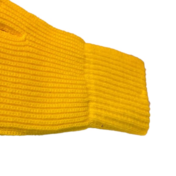 Vinterhansker 2 Finger Eksponert Design Akryl Fleece Ren Farge Lange Vinterstrikkede Hansker for Utendørs Innendørs Gul