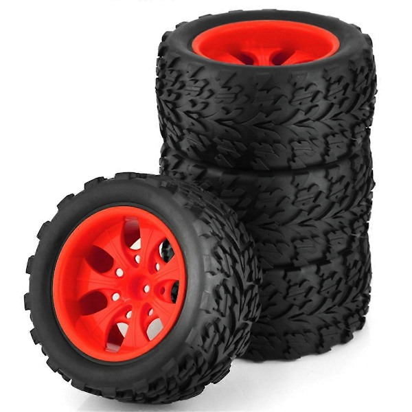 4 kpl 118 mm 1/10 RC-kuorma-auton rengas 12 mm, punainen