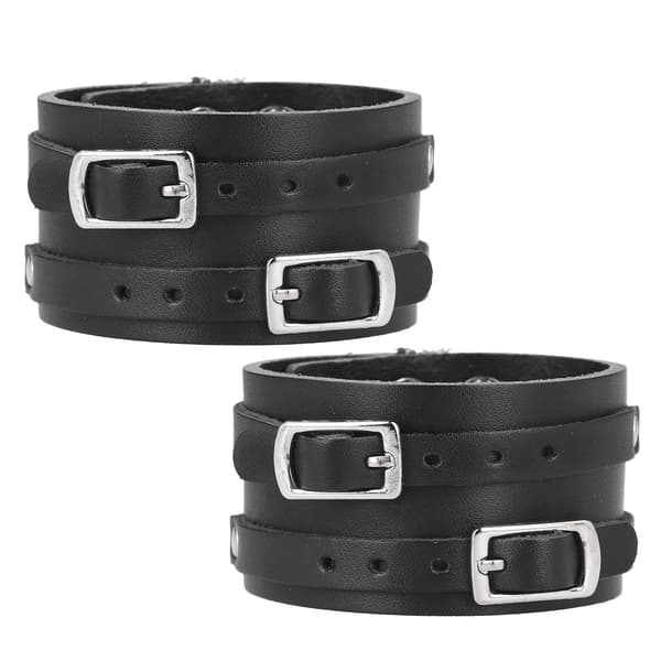 2st Breda Läder Manschett Armband Justerbart Punk Konstläder Armband Bälte